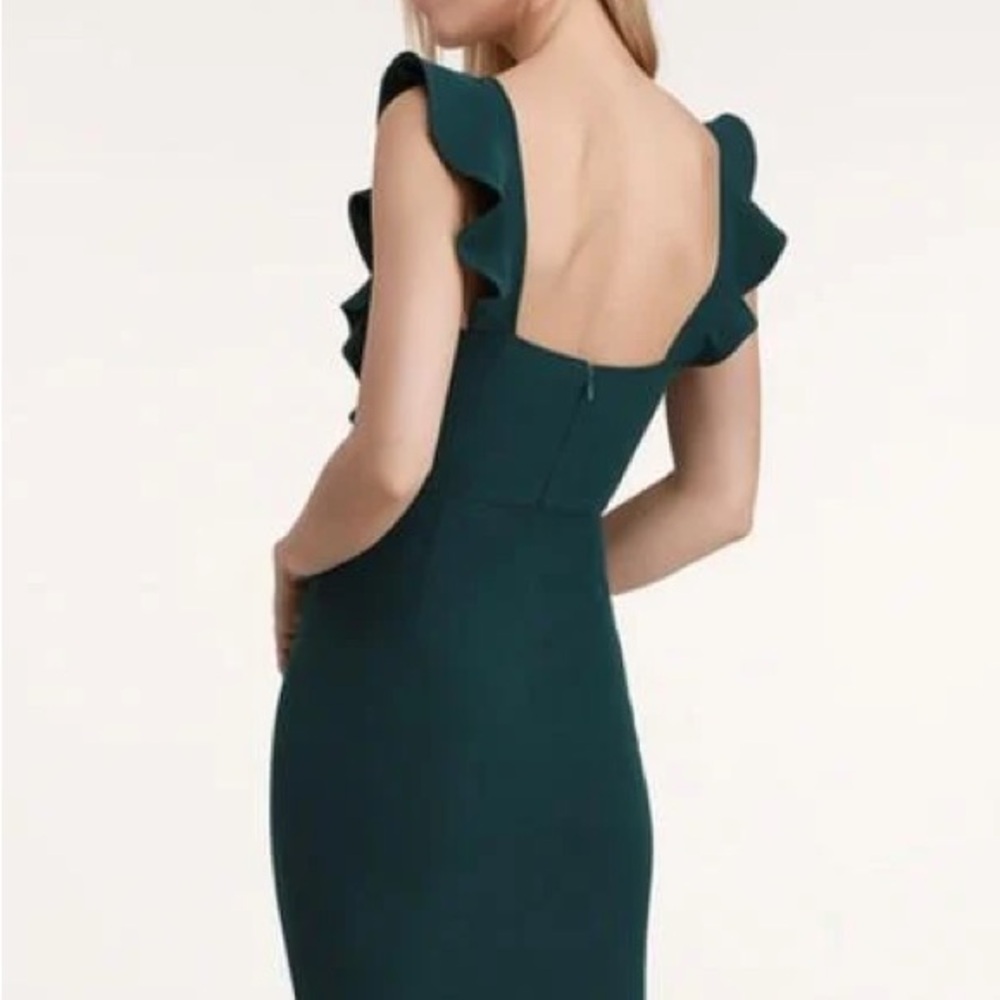 Calvin Klein Dark Green Ruffle Sleeve Dress Above Knee Sleeveless Forest Fir 8